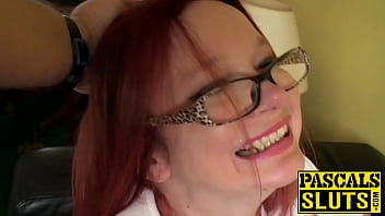 Preview 1 of Pregnant Creampie Gangbang - Redhead sub submits into rim job and very hard cock ride
