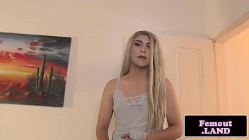 Preview 1 of British Blonde Car Blowjob - Sexy blonde tgirl jerks off solo