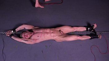 Preview 1 of Hyb Vbb - Straight Russian Muscle Stud Restrained &amp_ Whipped w The Single Tail - DreamBoyBondage.com