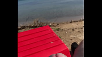 Preview 3 of Granny Jerks Off Grandpa - Stroking Cock on Beach