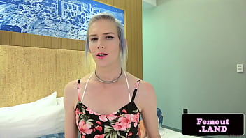 Preview 1 of Big Cook Read - Stockinged trans babe jerks off