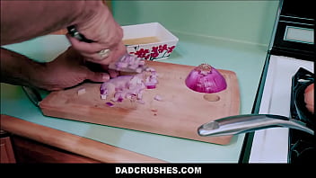 Preview 1 of Bas Mon - DadCrushes.com - Teen Step Daughter Seduces Step Dad In Kitchen While He Cooks Breakfast POV - Alex Blake