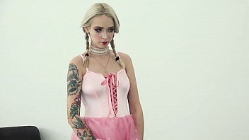 Preview 1 of Hermaprodite - YOUMIXPORN Interactive Blonde Russian Arteya dressed as a doll gets hardcore fucked and covered in cum