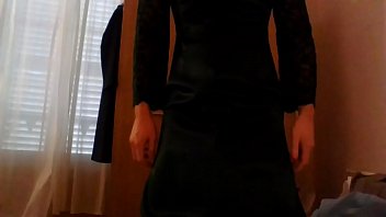 Preview 2 of Leeh Gooti - Sexy crossdresser stealing roommate prom dress