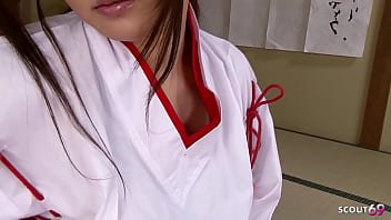 Preview 1 of Fat Cock In Big Ass - Curvy Japanese Big natural Tits caught Masturbate and seduce to Titjob by old Guy in uncensored JAV