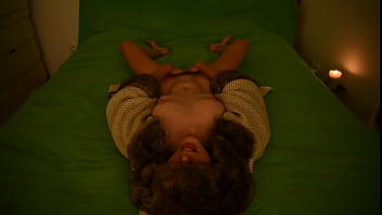 Preview 3 of Xnxx Repe - Young amateur teen masturbating and moaning on the bed wearing fur coat