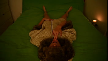 Preview 1 of Xnxx Repe - Young amateur teen masturbating and moaning on the bed wearing fur coat