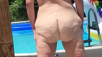 Preview 2 of Hot Big Tit Wife My Fried5 - Getting in the pool