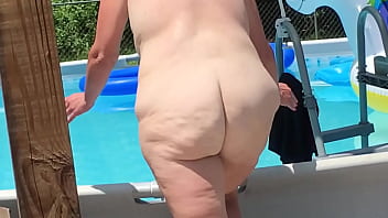 Preview 4 of Hot Big Tit Wife My Fried5 - Getting in the pool