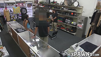 Preview 2 of Pushy Xnxx - Petite babe fucks in pawnshop after demonstrating a workout