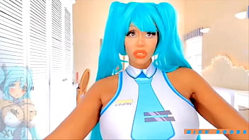 Preview 2 of Indin He - Cosplay miku with biggest boobs