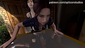 Preview 3 of Bff Sax Xxx - Futa-girl fucks Claire Redfield GOOD! Animated blender video