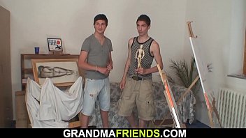 Preview 1 of Tambayan Ni Berto - Old woman pleases two boys teen cocks