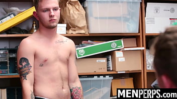 Preview 1 of Nervous Wife Tries First Bbc - The Loss Prevention Officer Makes the Twink Obey to His Demands - Menperps