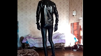 Preview 4 of Bd Porna Site - Guy in leather leggins and PVC jacket