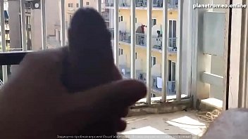 Preview 4 of Eva Kine - Dildo Playing And Public Balcony Jerk Off