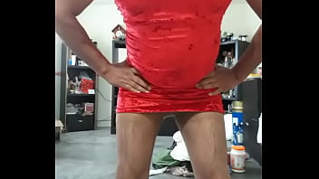 Preview 4 of Lurn To Fisting My Slave - Mini vestido rojo