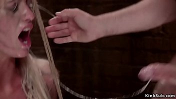 Preview 3 of Skyla Novela Sex - Blonde in rope bondage sitting on Sybian