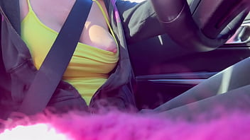 Preview 1 of Ebon Anal - Artemisia Love Horny Big Tits Milf Car Ride in Los Angeles Big tits Flashing Hard nipples