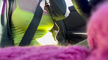 Preview 4 of Ebon Anal - Artemisia Love Horny Big Tits Milf Car Ride in Los Angeles Big tits Flashing Hard nipples