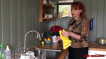 Preview 1 of Rachel Starr In Uniform - Busty redhead mature Red XXX fucks a big black dildo