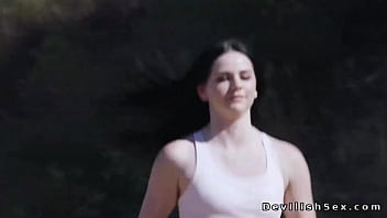 Preview 1 of Mallus Bath - Brunette babe fucks her handsome coach