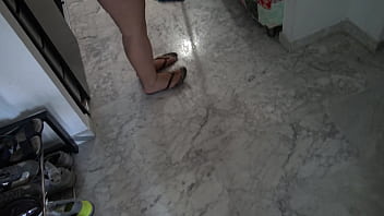 Preview 2 of Topless Girl In South Beach - Mature muslim maid cleans the house of a perverted horny old man in Germany