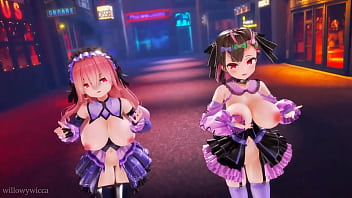 Preview 2 of Sexy Girl Pee - Animaci&oacute_n 3D - Dos chicas bailando al ritmo de la m&uacute_sica
