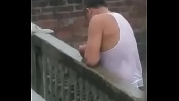 Preview 3 of Neck Cut - Desi uncle masturbating his monster cock at roof