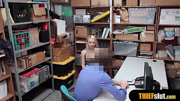 Preview 1 of Elmer Mentos - Cute blonde shoplifter pays with pussy for the mall cop