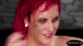 Preview 4 of Hiring Pusy - Stockinged redhead blowing cocks all around