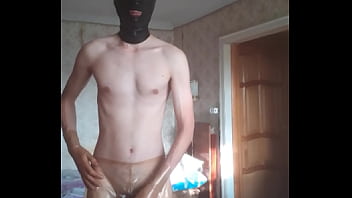 Preview 2 of I Eject Inside Her Ass - Guy in transparent latex shorts and gloves