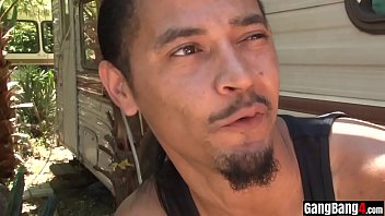 Preview 2 of Doogu Fuck - Flat chested teen IR gangbanged in a ravaged trailer