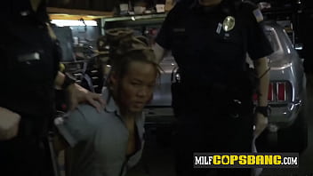 Preview 1 of Sarah Solitaire - Blonde cop went to the mechanic to get fucked by a big black cock. Visit us