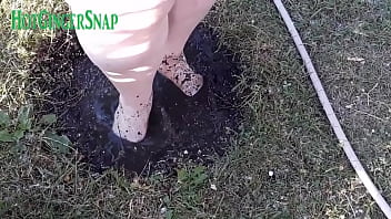 Preview 4 of Sexsi Mom And San - HotGingersnap feet foot fetish muddy on clip4sale