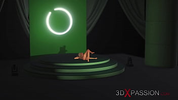 Preview 1 of Hazal Kaya Hot Porn - Hot 3d dickgirl plays with a horny young blonde on the fashion model podium