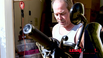 Preview 2 of Ladboy Gold Com - Extra hot Latina babe Maya Bijou rides mechanic&#039_s veiny dick in garage GP804
