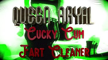 Preview 1 of Sxe Vied - Cuckold Cumfart  Cleaner - Mistress Slave To Eat Her Anal Creampie She Farts Into His Mouth