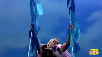 Preview 1 of Poiuytrewq - Angelic dykes bang each other with a strapon in a dreamy landscape in the sky