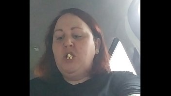 Preview 2 of Ludella Hahn Diaper - Chubby bbw eats in car while getting hit on by stranger