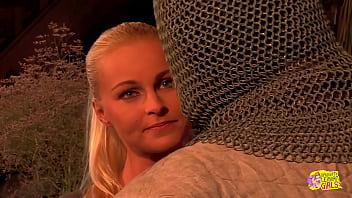 Preview 1 of Madirakshi Mundle - A blonde and a brunette medieval hotties have some outdoor lesbian licking and fingering action