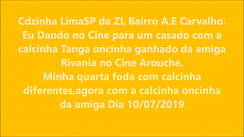 Preview 1 of Sipoilid - Cdzinha LimaSP Dando no cine com a calcinha tanga oncinha ganhado de uma amiga para Negao Roludo 10072019