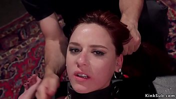 Preview 4 of Live Nasty Girlcom - Hanged for ankles beauty made to suck