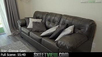 Preview 1 of Sauth Indian Xxx App - Gianna Gem cute 19 Year old in her first Porn Scene POV Blowjob Sex and Cum Facial
