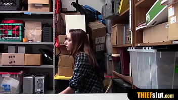 Preview 1 of Koni Demiko Xnxx - Cute brunette shoplifter rough fucked in the sec office
