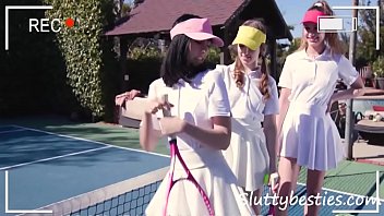 Preview 1 of Nude Airhostess Cabin Crew - Tennis Court GANGBANG