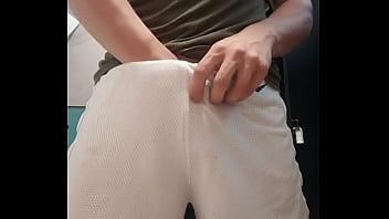 Preview 2 of Sauna Baby On Satin Slip - Public locker room cock rubbing