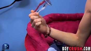 Preview 1 of Enemas Sixy - Hot twink jerks his big cock off during anal play