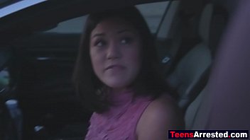 Preview 2 of Mom Sexy Fucking - Brunette teen has to suck black cops dick not to go to jail