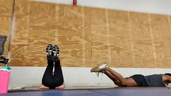 Preview 3 of Jucky Joy - Asian in black leggings at gym